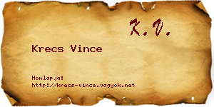 Krecs Vince névjegykártya